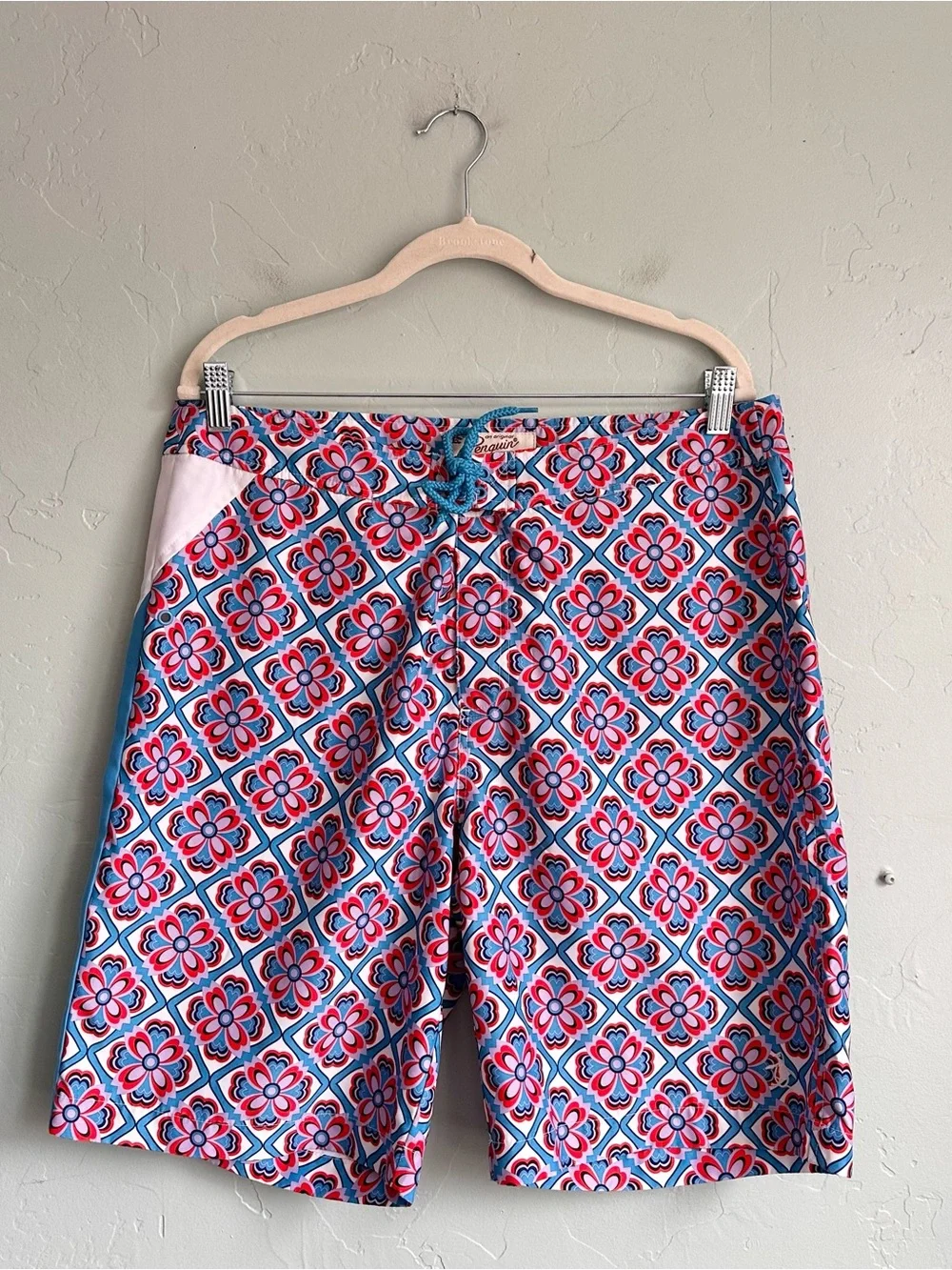 Original Penguin‎ Men’s Geo Floral Print Swim Trunk Board Shorts Size 36 EUC